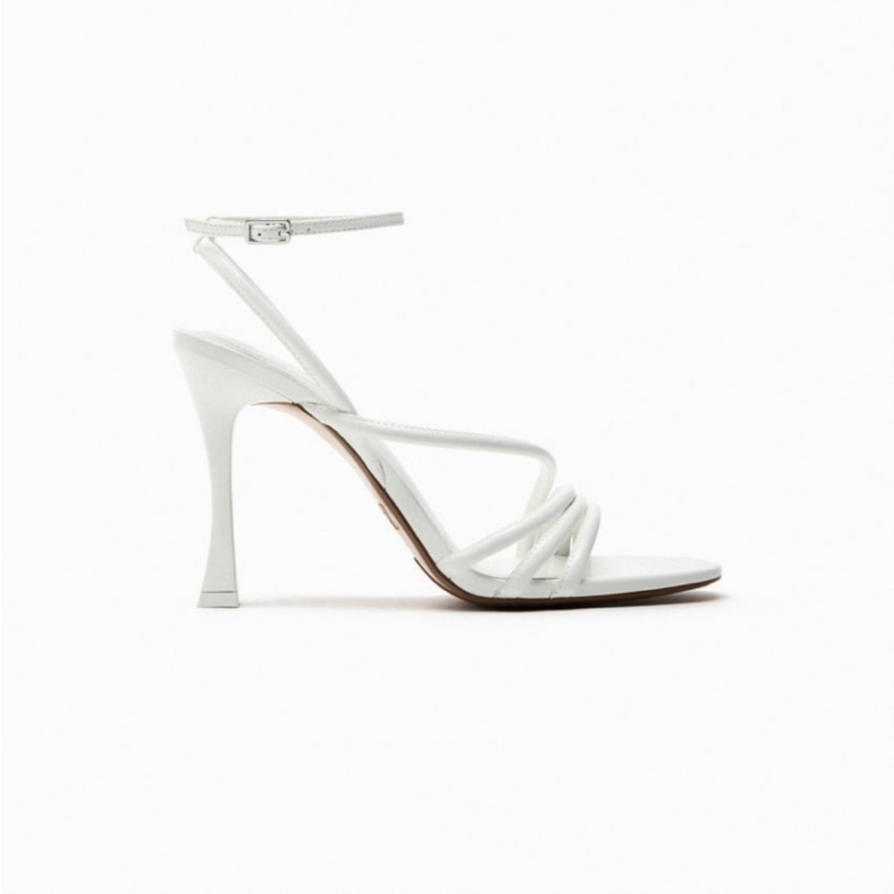 Zara white heeled strap sandals size 37